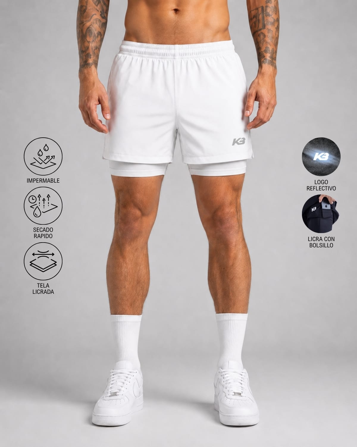 Pantaloneta Running Con Licra ┃KBMEN RF.343